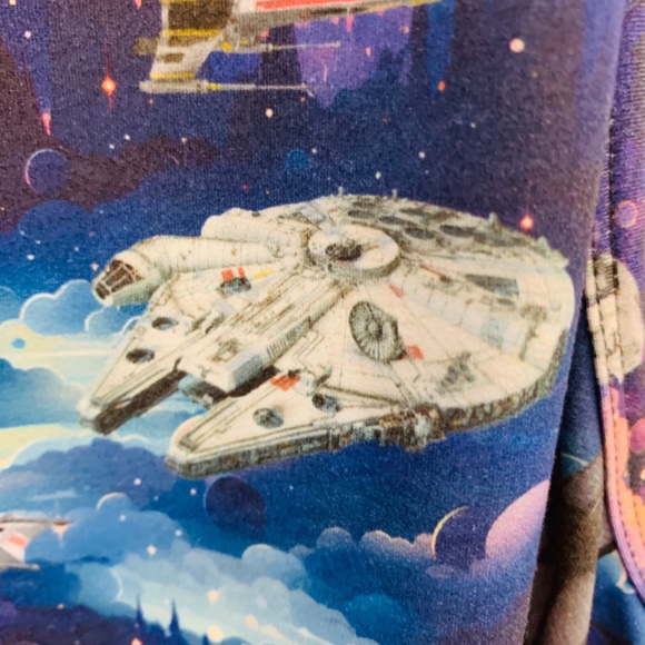 The Legging Lass Star Wars Theme Jumpsuit Overalls Womens 2XL Blue Sci-Fi Baggy - Picture 4 of 11